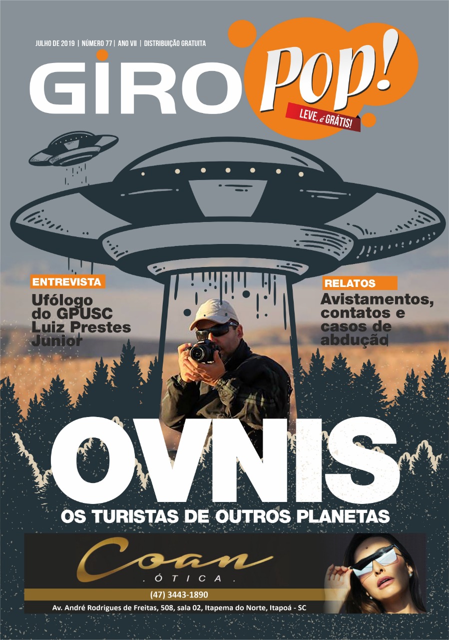 Ufologia é tema da edição de julho de 2019 da revista Giro Pop.
